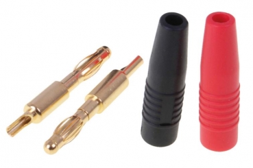 46042 Goldkontakt Bananenstecker 4mm mit ROT/SCHWARZ 1Paar