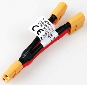 46297 Adapterkabel XT-60 PARALLEL Buchse auf 2 Stecker 30mm Kabellänge 12AWG 1Stk.