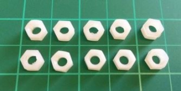 5112 M2,5 Muttern Sechskant Nylon 10 Stück