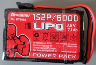 S8082 Senderakku LiPo 1S2P/6000 3,8 V TX 27Wh