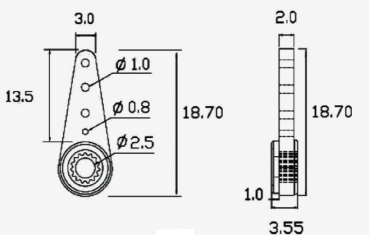 91280003 Servohebel 15T/KST ALU 13,5/18,7mm