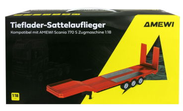 22742 Tieflader-Sattelauflieger Dreiachser für Scania 1:18 rot