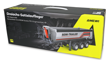 22777 Dreiachs-Sattelauflieger mit Kippmulde 1:18 RTR silber