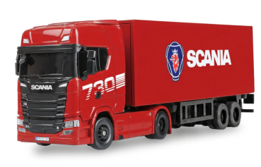 22783 Mini-Scania 730 S mit Kofferauflieger proportional 4WD 1:64 RTR rot