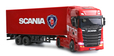 22783 Mini-Scania 730 S mit Kofferauflieger proportional 4WD 1:64 RTR rot