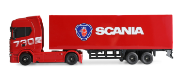 22783 Mini-Scania 730 S mit Kofferauflieger proportional 4WD 1:64 RTR rot