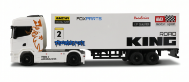 22784 Mini-Scania 730 S mit Kofferauflieger proportional 4WD 1:64 RTR weiß
