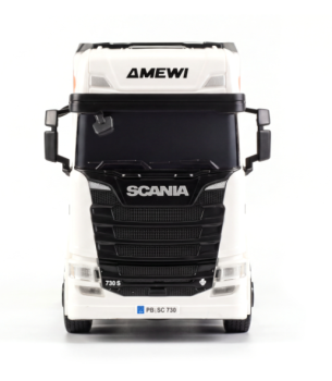 22784 Mini-Scania 730 S mit Kofferauflieger proportional 4WD 1:64 RTR weiß