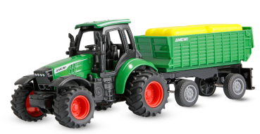 22790 Traktor aus Metall mit Anhänger 1:64