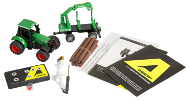 22792 Traktor aus Metall mit Rückeanhänger + Ladekran