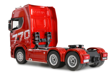 22808 Scania 770 S Zugmaschine + Tieflader-Sattelauflieger 6x4 1:24 RTR rot