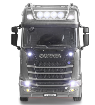 22809 Scania 770 S Zugmaschine + Tieflader-Sattelauflieger 6x4 1:24 RTR siber