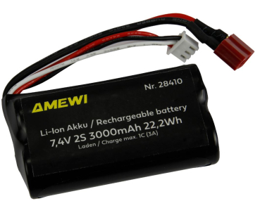 28410 Li-Ion Akku 2S 7,4V 3000mAh T-Stecker (Deans/XH)