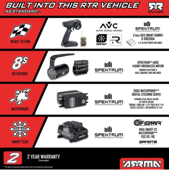 ARA7816T1 Arrma LIMITLESS 8S AVC RTR Red/Black 1:7