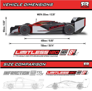 ARA7816T1 Arrma LIMITLESS 8S AVC RTR Red/Black 1:7