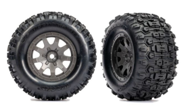 TRX10770-GRAY Reifen/F. TRX Mini-Maxx/Heck Std. Grau 2 Stück