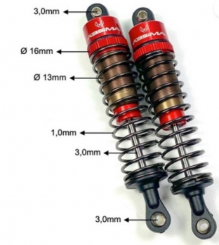 2330043 Stoßdämpfer 1:10/85mm ALU/rot 2 Stück