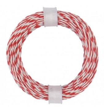 210-05 Zwillingslitze 0,04mm² rot/weiß 10m