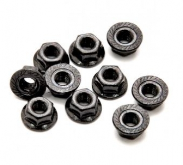 H39006 Radmuttern M3 HOBAO Flansch / schwarz 10 Stück