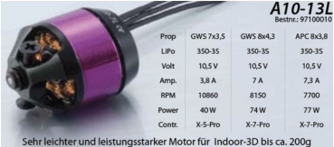 97100010 BL-Motor Hacker A10-13L 3Li/-7A 20g