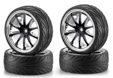 900080 1:10 Big Wheel-Set 02 10 Speichen schwarz /chrom (4)