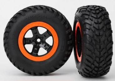 TRX5863 Reifen/Felgen TRX SCT schwarz/orange Beadlock