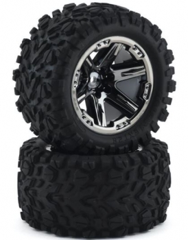 TRX6773 Reifen/Felgen 1:10 TRX 2.8/RXT schwarz, Chromfelge