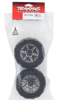 TRX6773 Reifen/Felgen 1:10 TRX 2.8/RXT schwarz, Chromfelge