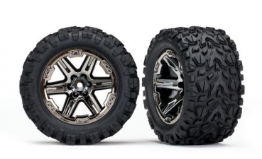 TRX6773 Reifen/Felgen 1:10 TRX 2.8/RXT schwarz, Chromfelge