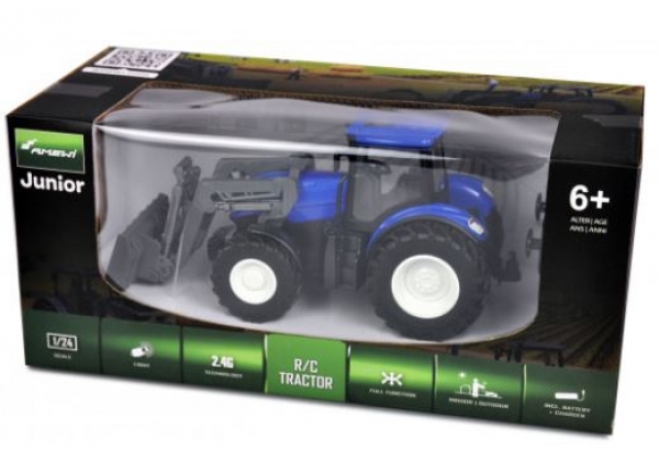 22597 RC TRAKTOR MIT RÄUM-/SCHIEBESCHILD, LICHT & SOUND, 1:24 RTR