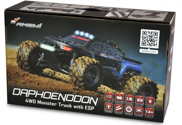 22609 DAPHOENODON MONSTERTRUCK 4WD 1:12 MIT GYRO RTR, BLAU