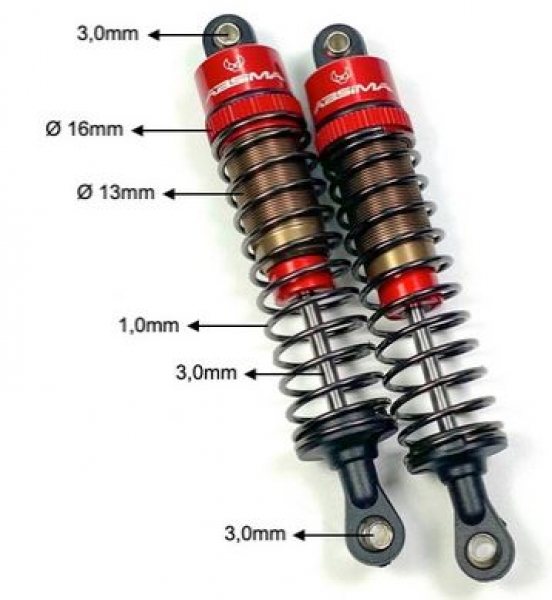 2330042 Stoßdämpfer ALU / rot 75mm 2 Stück