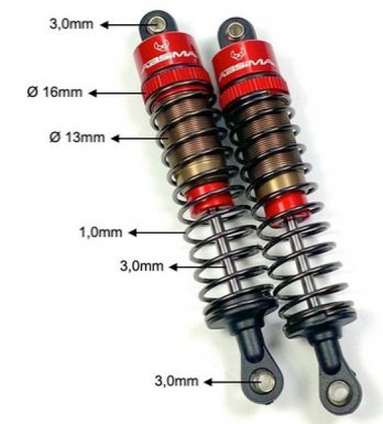 2330046 Stoßdämpfer ALU / rot 110mm 2 Stück