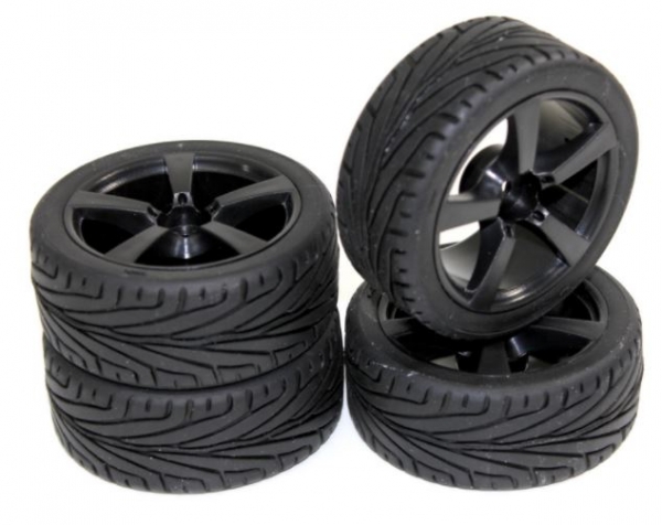 2510006 Reifen/Felgen 1:10 20-KantSpoke schwarz