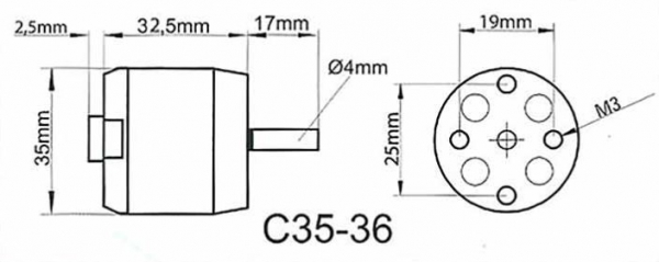 315081 BL-Motor ROXXY C35-36-950kv  2-3S  300W