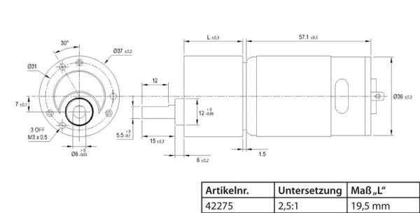 42275 Getriebemotor MAX-GEAR 2,5:1  4,8-14V