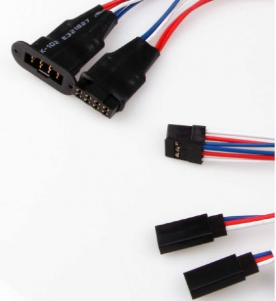 46314 Kabelsatz für 2 Servos MPX 8-pin Hochstrom Stecker System auf Futaba 300mm 22AWG/0,32²mm 1 Satz