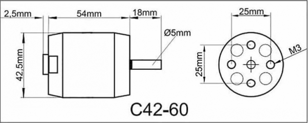 314972 BL-Motor ROXXY C42-60 / 710kv 2-5S 282g