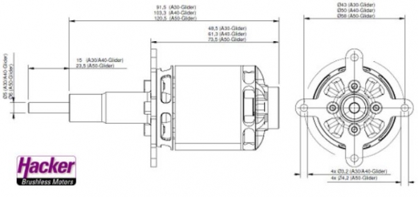 97816203 BL-Motor Hacker A30-12XL Glider kv700