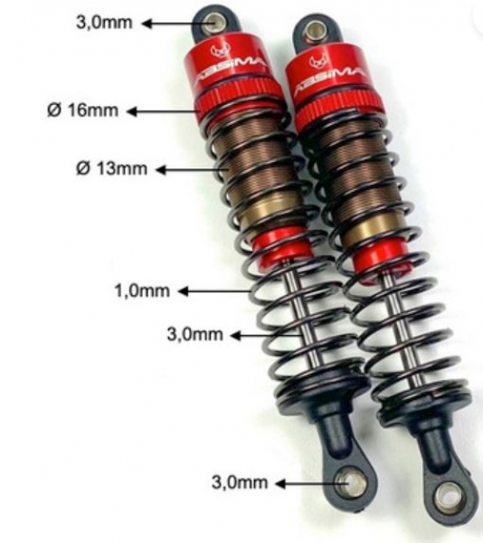2330044 Stoßdämpfer 1:10/95mm ALU/rot 2 Stück