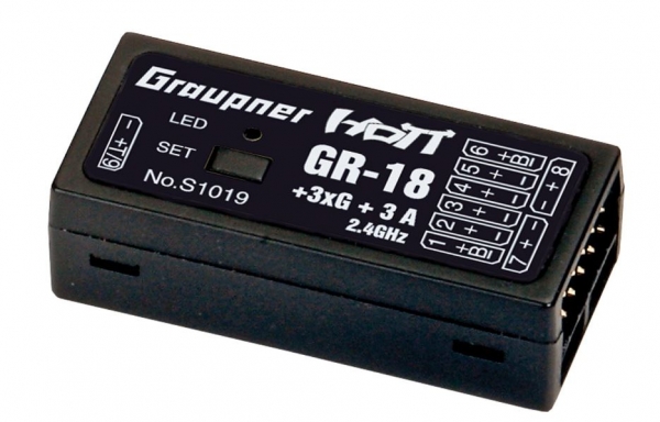 GS1019 GRAUPNER GR-18 + 3XG + 3A HOTT EMPFÄNGER