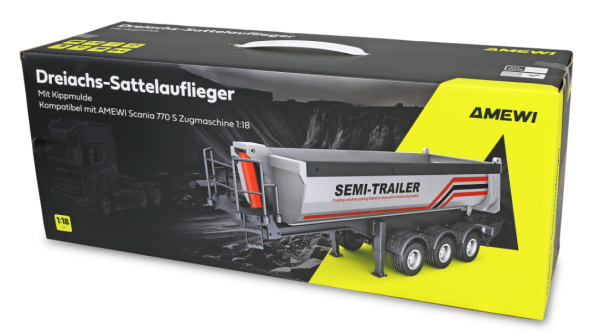 22778 Dreiachs-Sattelauflieger mit Kippmulde 1:18 RTR anthrazit