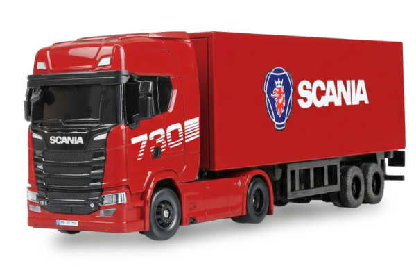 22783 Mini-Scania 730 S mit Kofferauflieger proportional 4WD 1:64 RTR rot