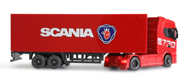 22783 Mini-Scania 730 S mit Kofferauflieger proportional 4WD 1:64 RTR rot