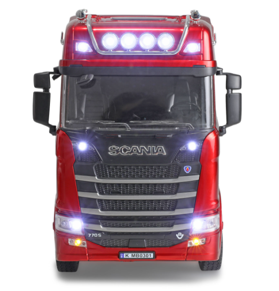 22808 Scania 770 S Zugmaschine + Tieflader-Sattelauflieger 6x4 1:24 RTR rot