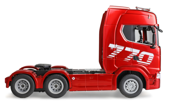 22808 Scania 770 S Zugmaschine + Tieflader-Sattelauflieger 6x4 1:24 RTR rot