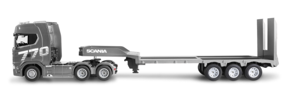 22809 Scania 770 S Zugmaschine + Tieflader-Sattelauflieger 6x4 1:24 RTR siber