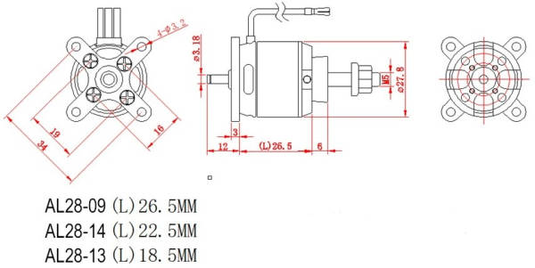 AL2814 D-Power Brushless Motor AL28-09