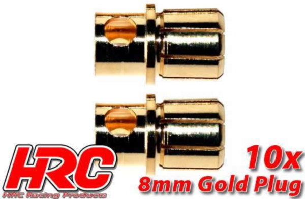 HRC9008M Goldkontakt-Stecker 8mm 10 Stück