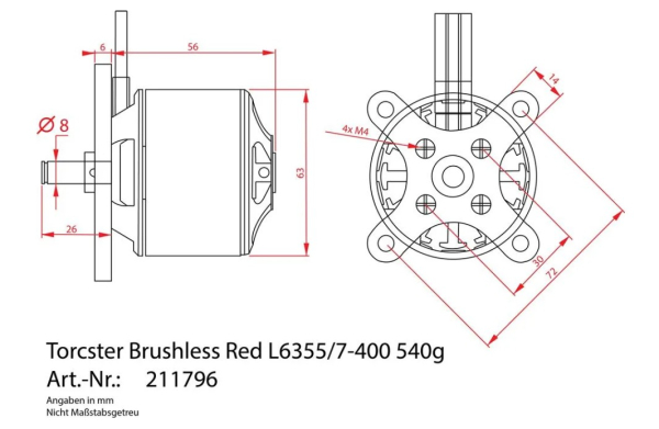 TC211796 BL-Motor Torcster-Red L6355/7 400kv 6S!